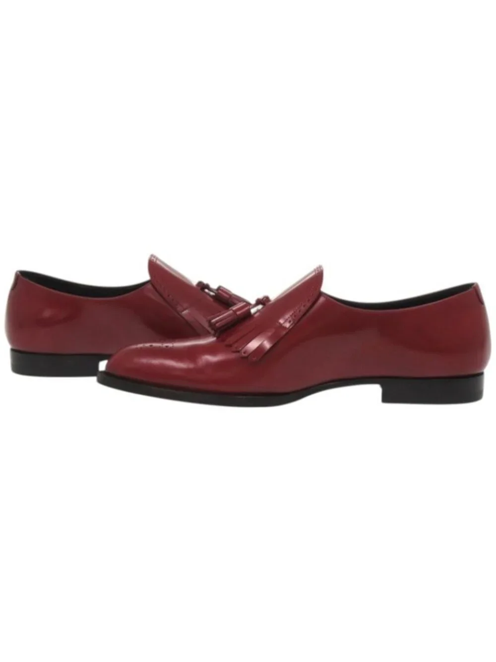 Celine Loafers Tassel Leather Red Shoes - Picture 7 of 10